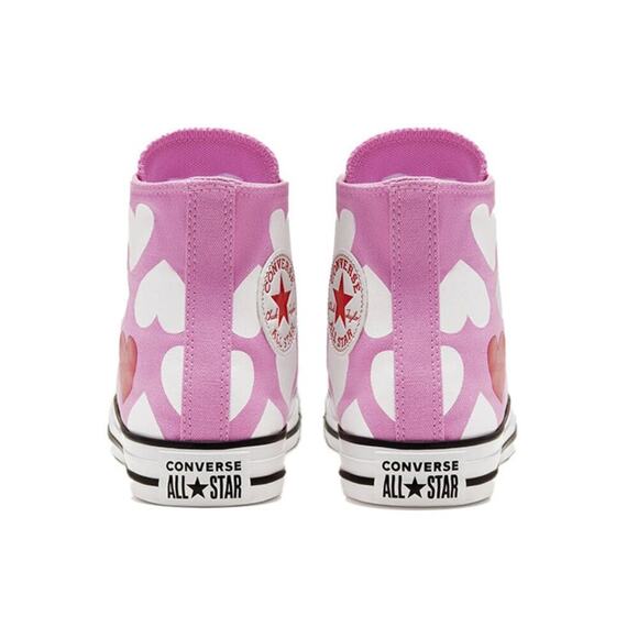 Converse Chuck Taylor All Star Hi Pink White Heart Print Sneakers Women’s 8 NEW - Picture 5 of 12